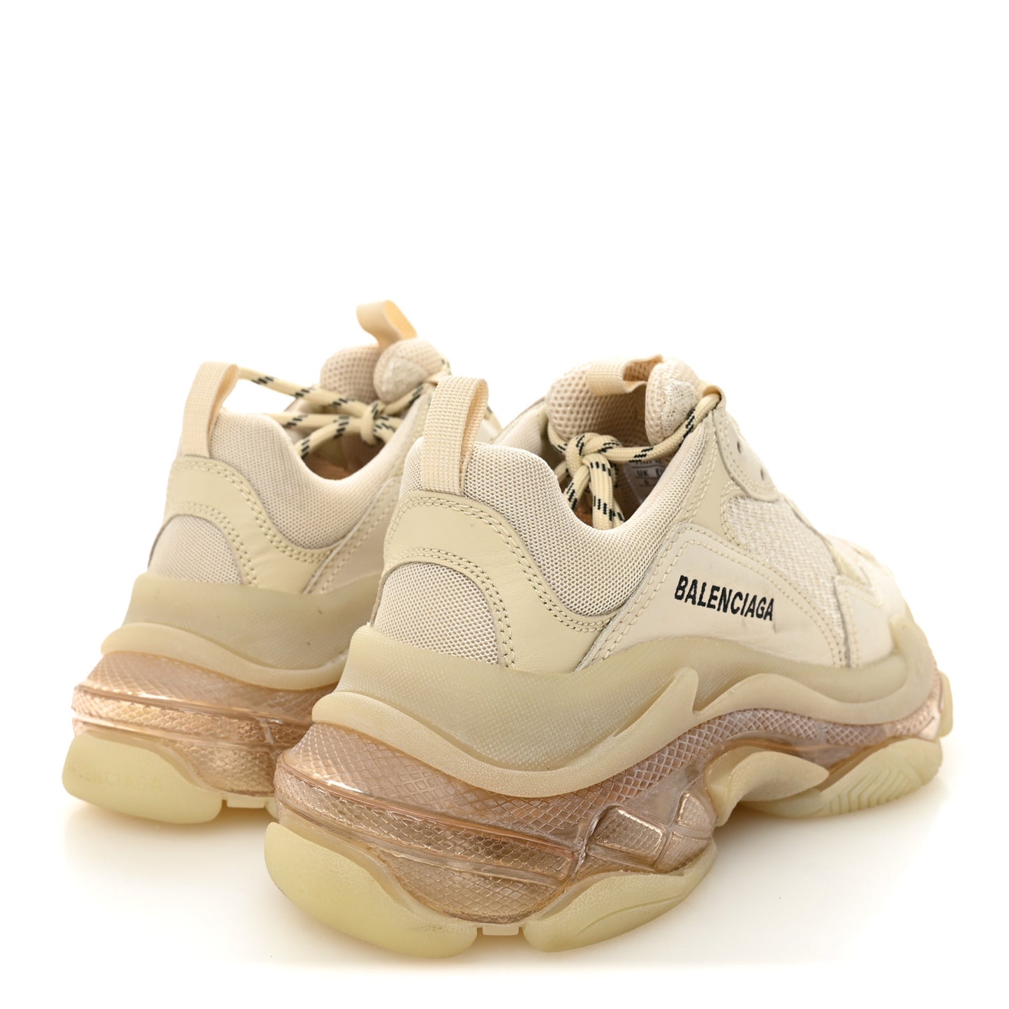 Fabric Mesh Clear Sole Womens Triple S Sneakers 39 Beige