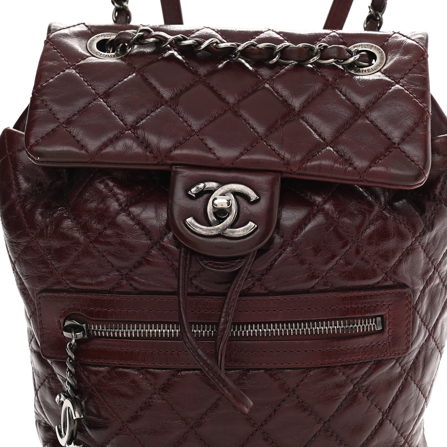Glazed Calfskin Quilted Small Salzburg Backpack Burgundy