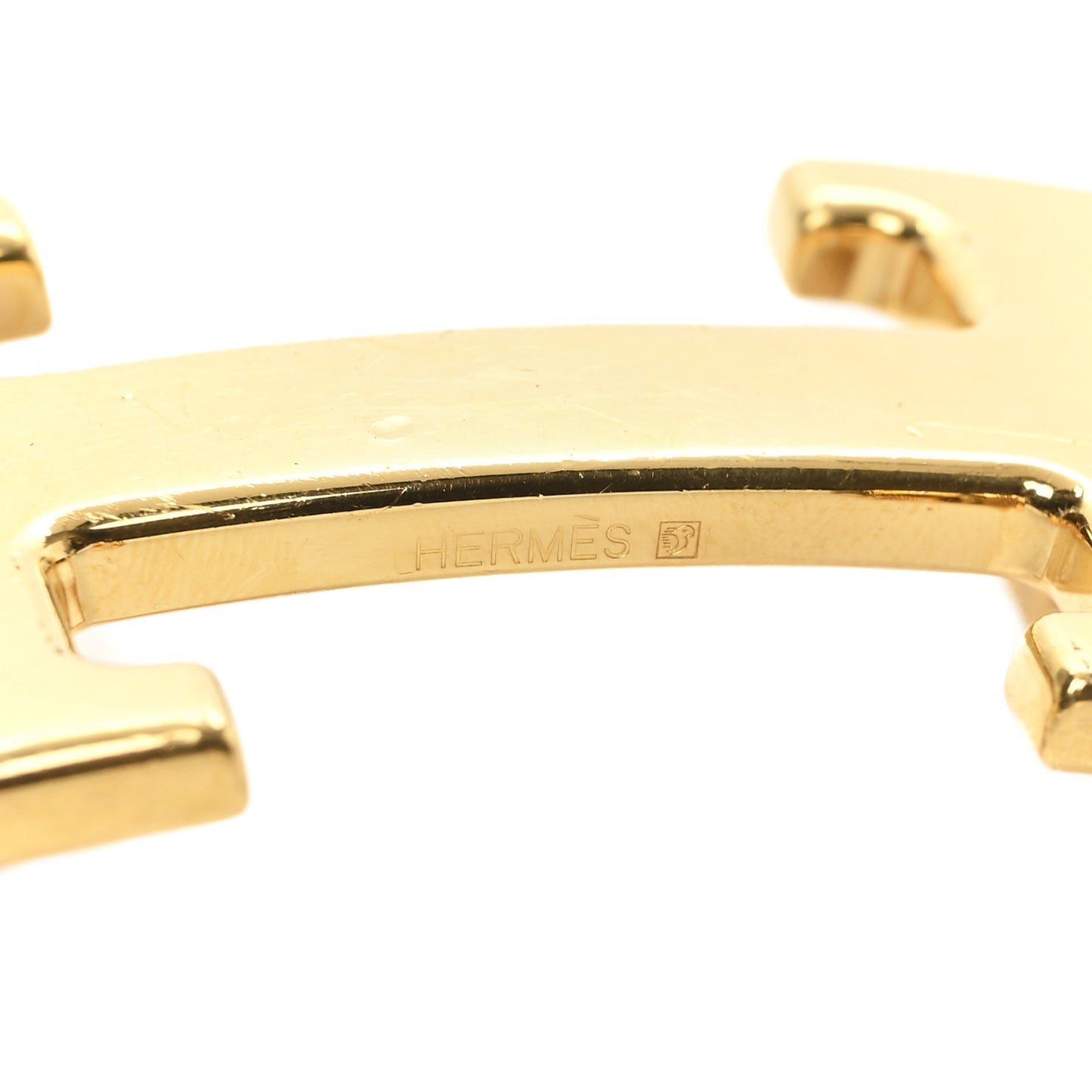 Polished 32mm H Belt Buckle Gold