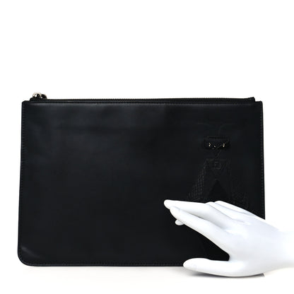 Fendi Calfskin Embroidered Bug Pouch Black 2 of 9