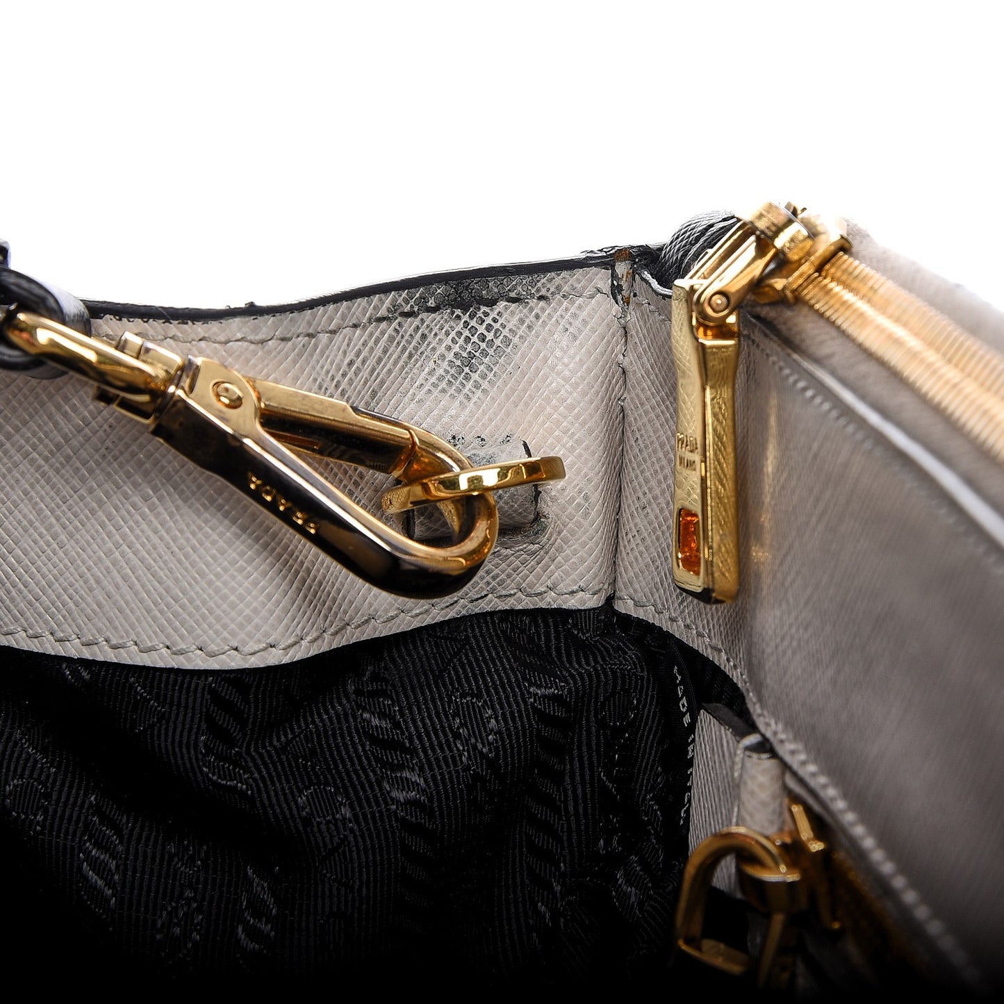 Saffiano Lux Colorblock Medium Galleria Double Zip Tote Black Talco