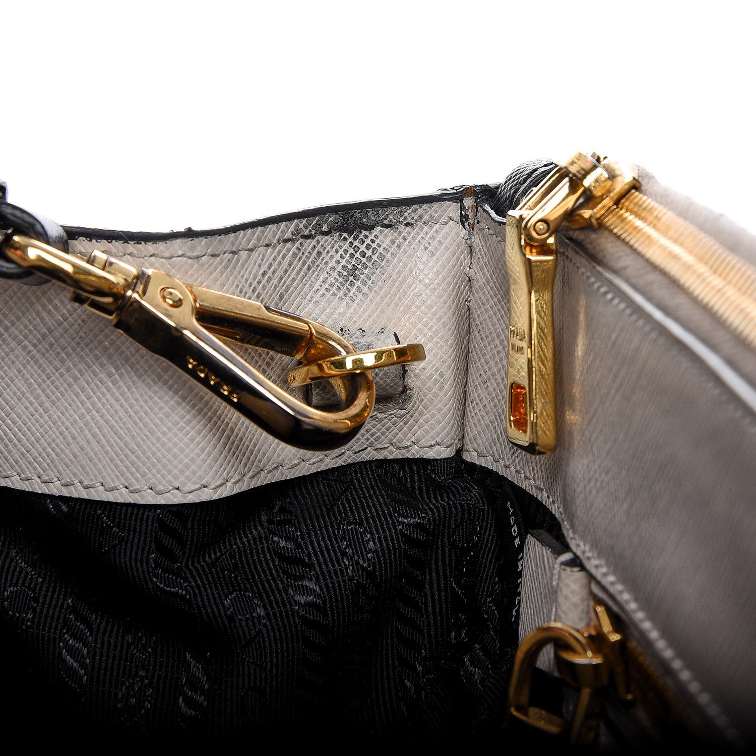 Prada Saffiano Lux Colorblock Medium Galleria Double Zip Tote Black Talco 9 of 14