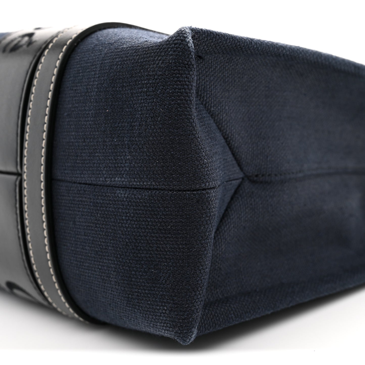 Cotton Shiny Calfskin Medium Woody Ribbon Tote Obscure Navy