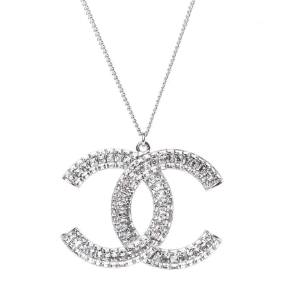 Chanel Baguette Crystal Large CC Necklace Silver 3 of 6