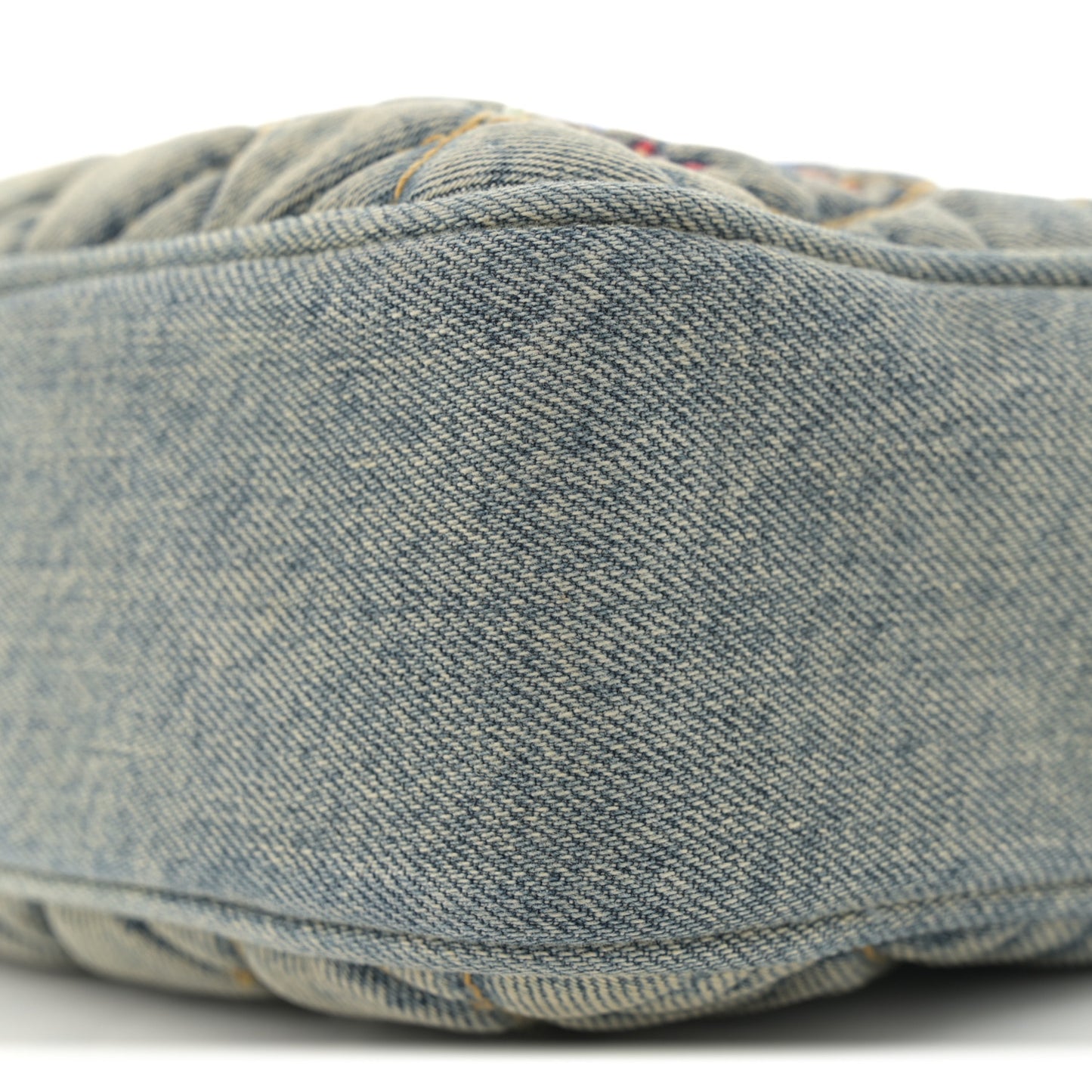 Denim Matelasse Quilted Summer Embroidered Classic Monogram Camera Bag Blue