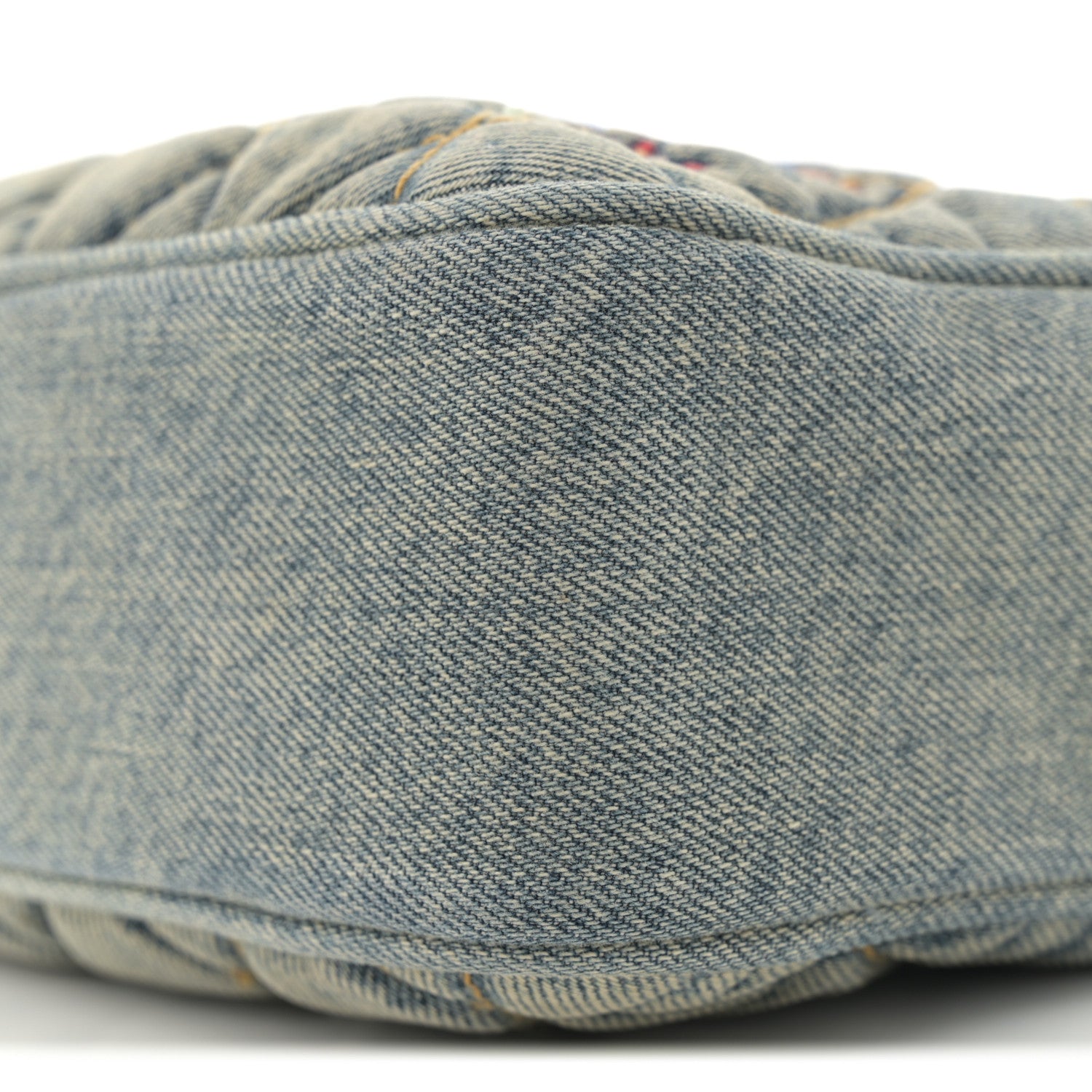 Saint Laurent Denim Matelasse Quilted Summer Embroidered Classic Monogram Camera Bag Blue 10 of 11