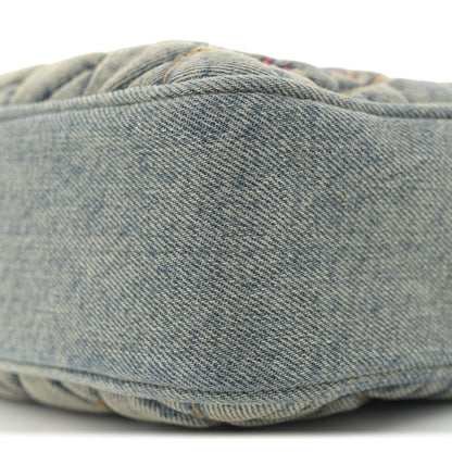 Saint Laurent Denim Matelasse Quilted Summer Embroidered Classic Monogram Camera Bag Blue 10 of 11