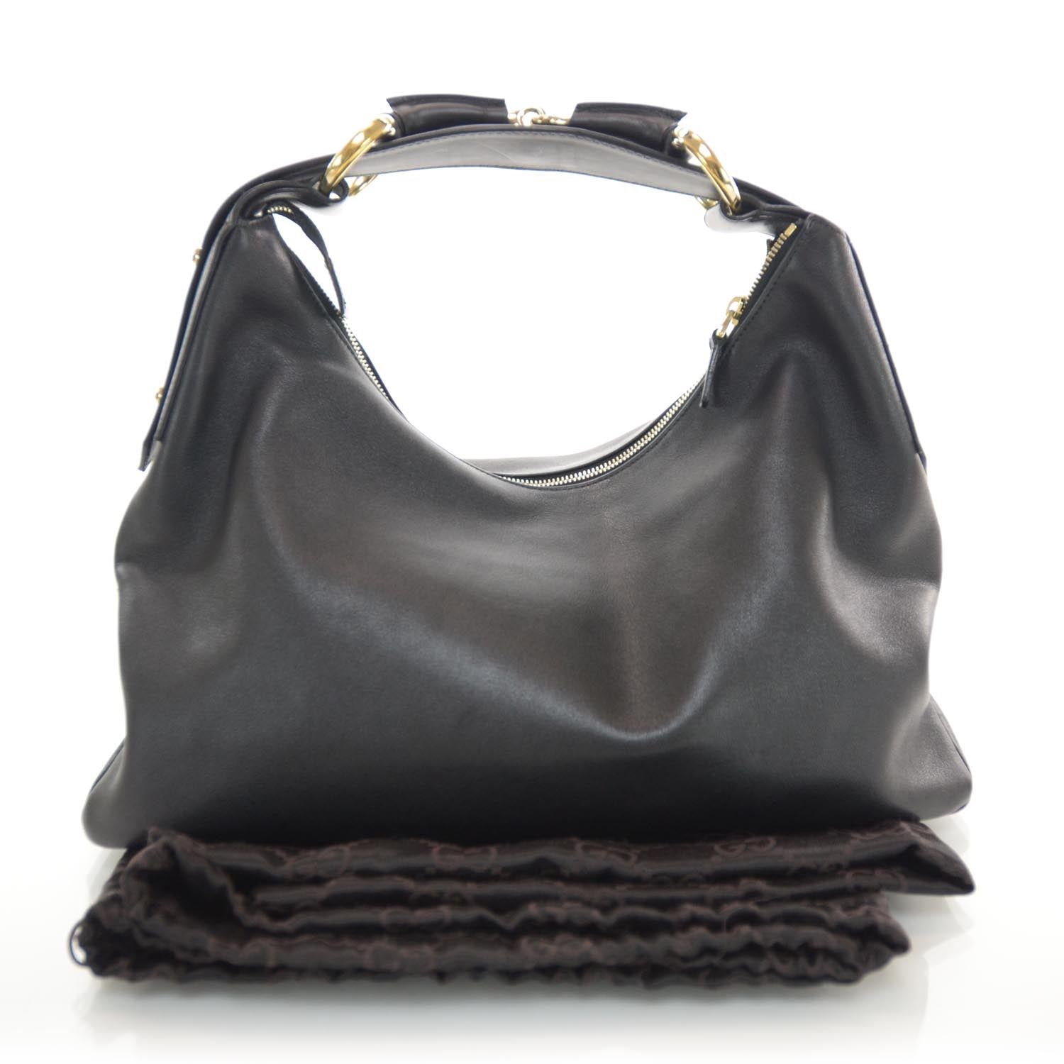 Gucci Leather Medium Horsebit Chain Hobo Black 3 of 7
