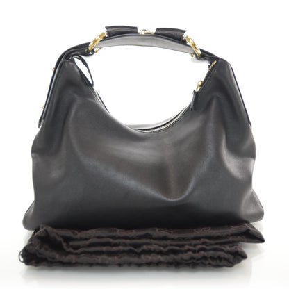 Gucci Leather Medium Horsebit Chain Hobo Black 3 of 7