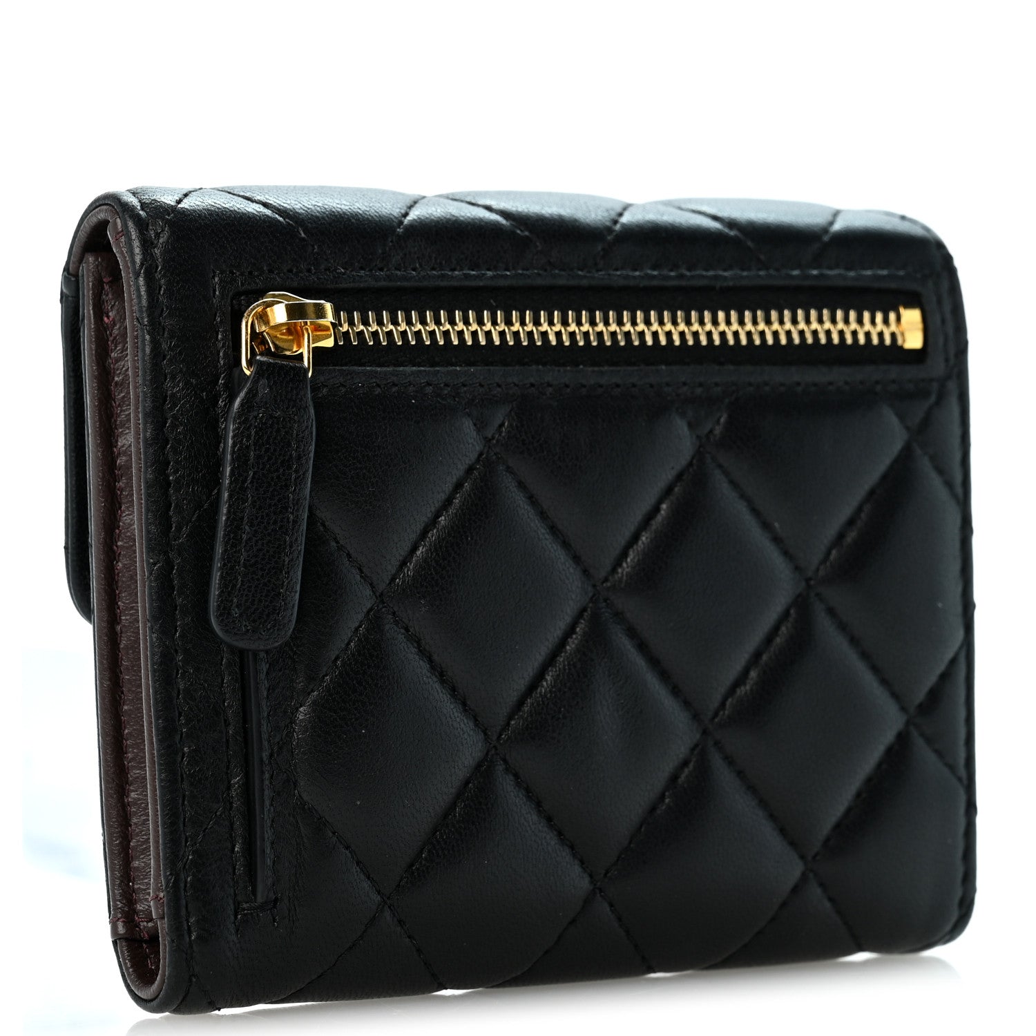 Chanel Lambskin Quilted Compact Flap Wallet Black 3 of 11