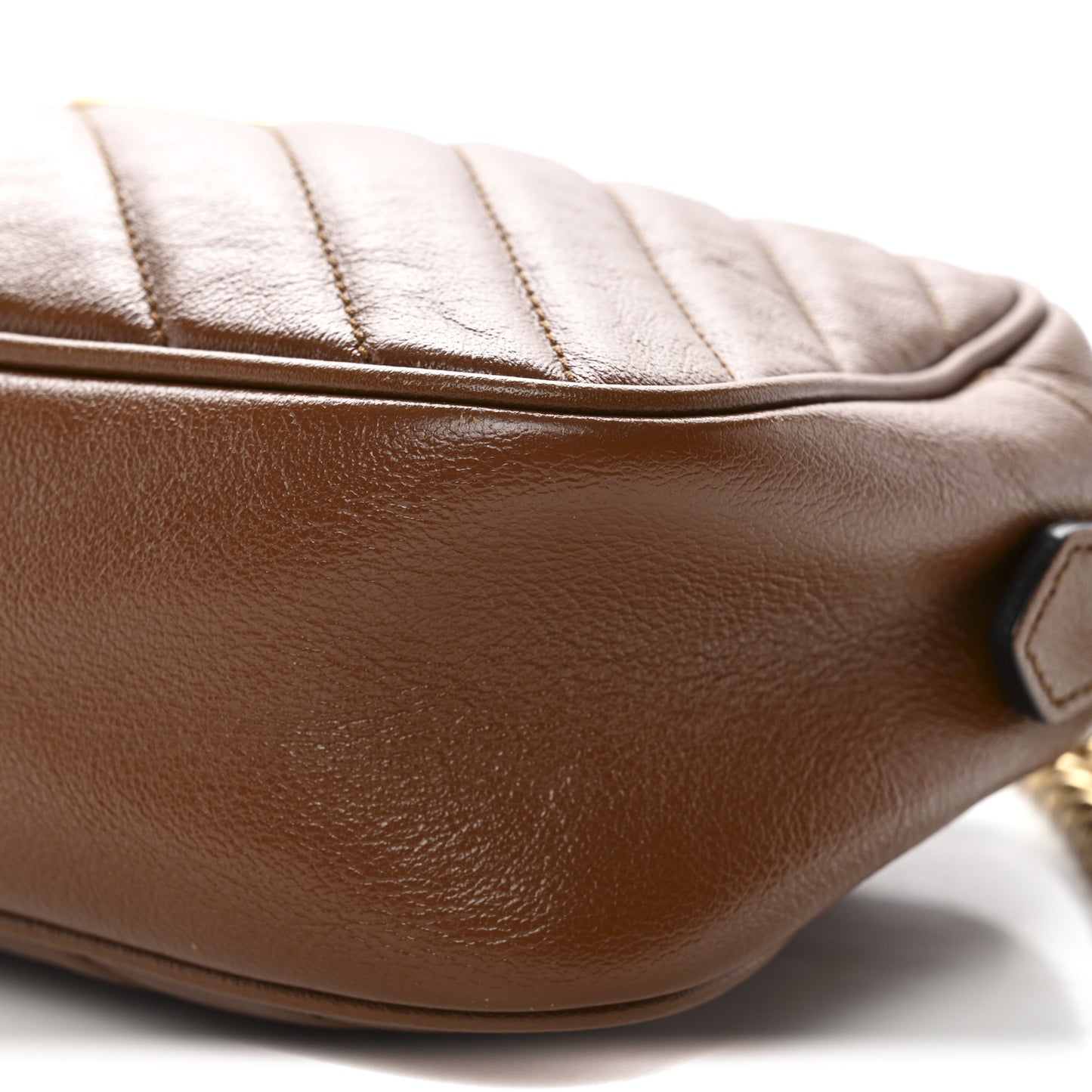 Glazed Calfskin Matelasse Diagonal Small GG Marmont Chain Shoulder Bag Cuir