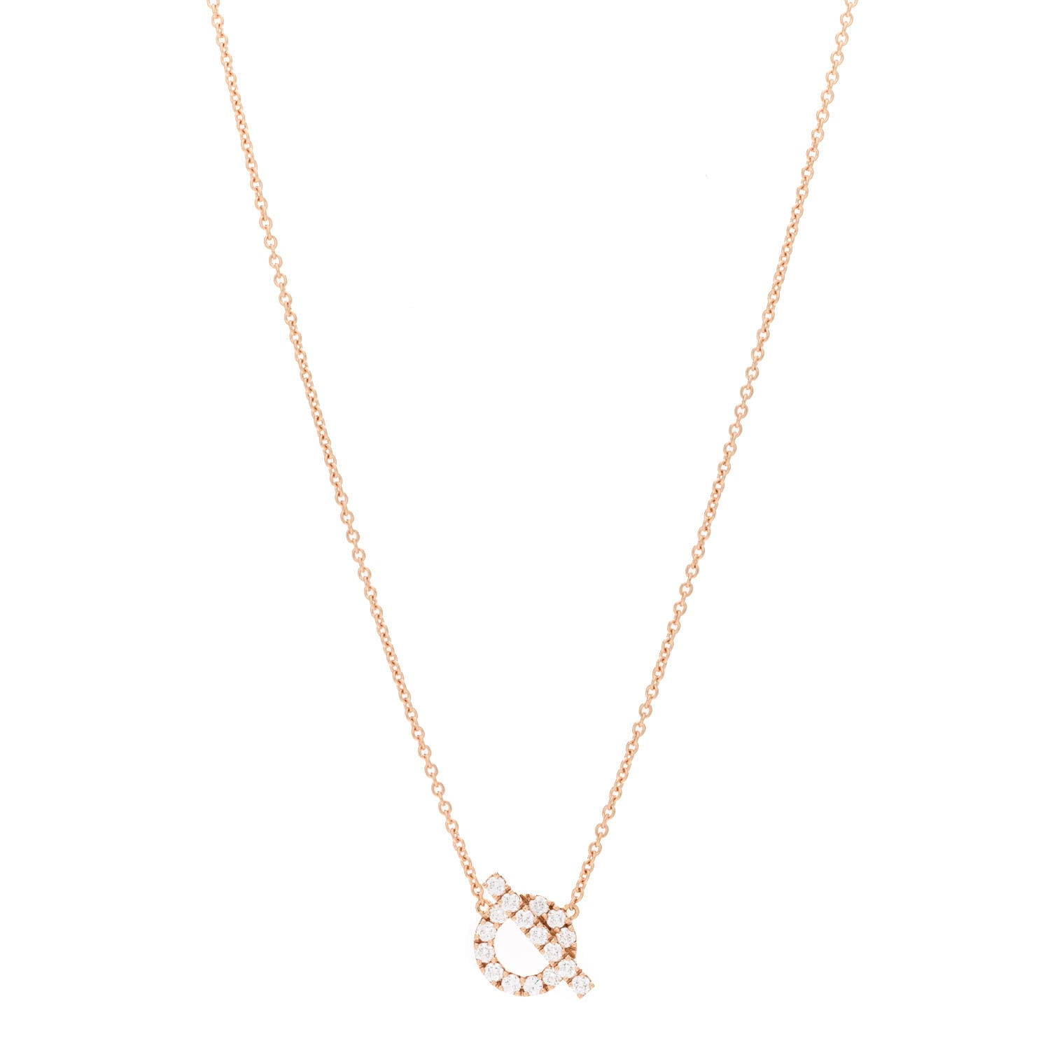 Hermes 18K Rose Gold Diamond Finesse Pendant Necklace 1 of 3