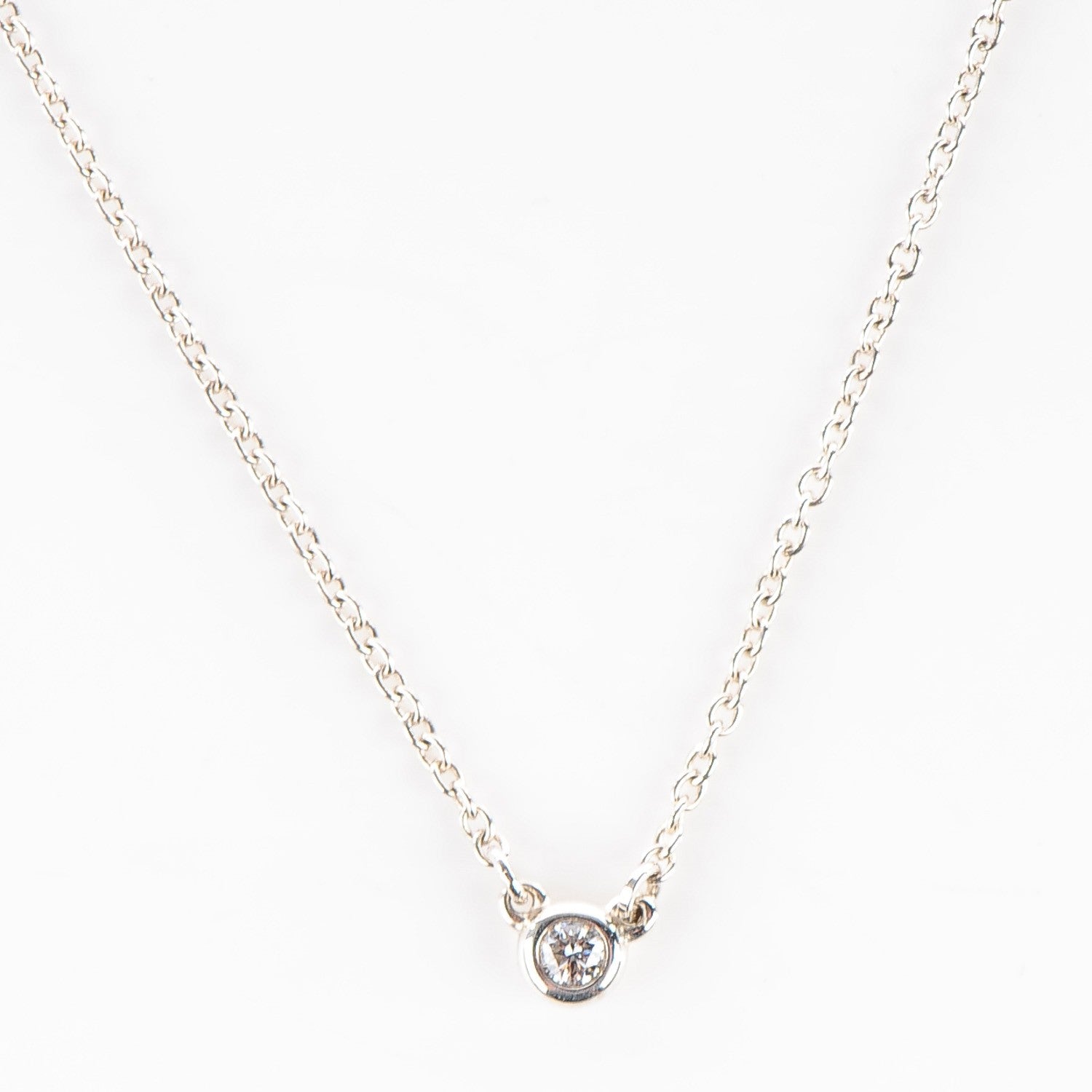 Tiffany Sterling Silver Diamond .05ct Elsa Peretti Diamonds by the Yard Pendant Necklace 4 of 10