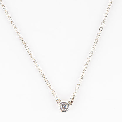 Tiffany Sterling Silver Diamond .05ct Elsa Peretti Diamonds by the Yard Pendant Necklace 4 of 10