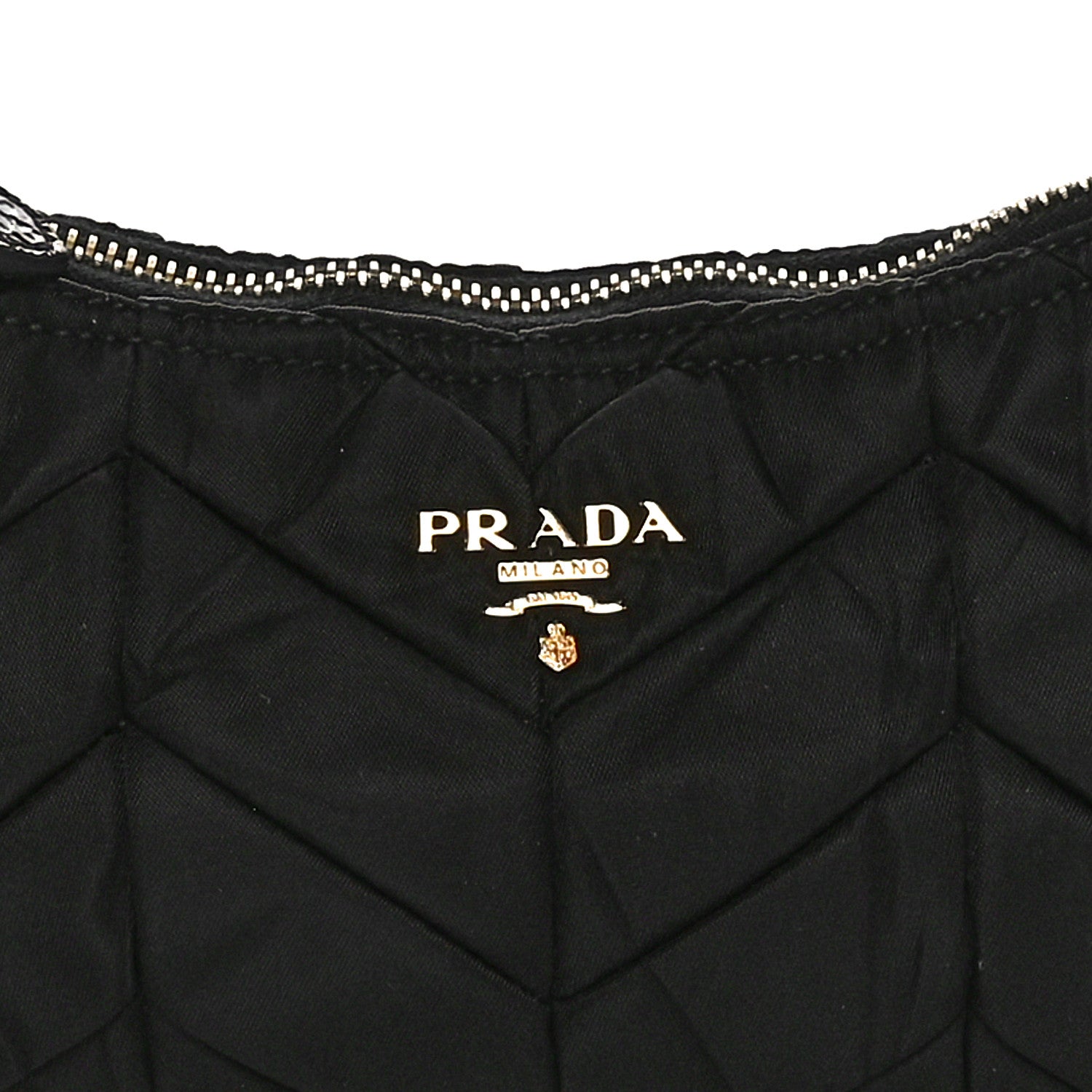 Prada Tessuto Nylon Chevron Quilted Shoulder Bag Black 7 of 9