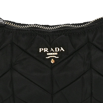Prada Tessuto Nylon Chevron Quilted Shoulder Bag Black 7 of 9