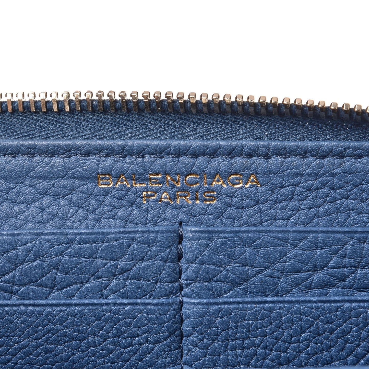 Grained Calfskin Tube Continental Zip Around Wallet Bleu