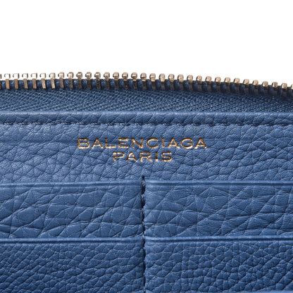 Balenciaga Grained Calfskin Tube Continental Zip Around Wallet Bleu 6 of 11