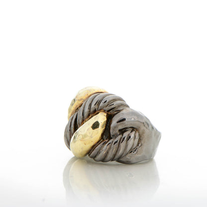 David Yurman Darkened Sterling Silver 18K Yellow Gold 20mm Cordelia Ring 5.25 3 of 6