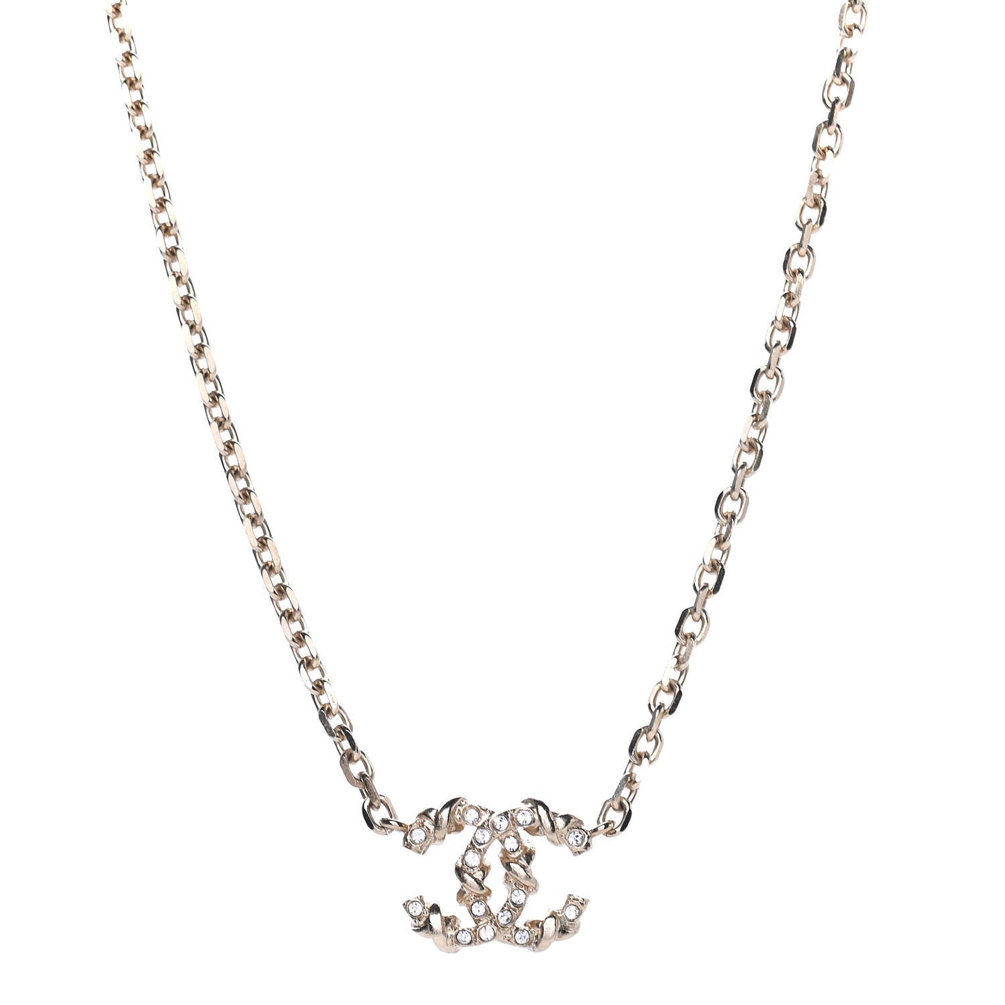 Crystal CC Pendant Chain Necklace Gold