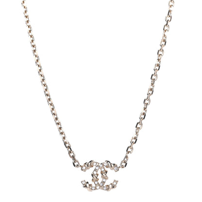 Chanel Crystal CC Pendant Chain Necklace Gold 1 of 4