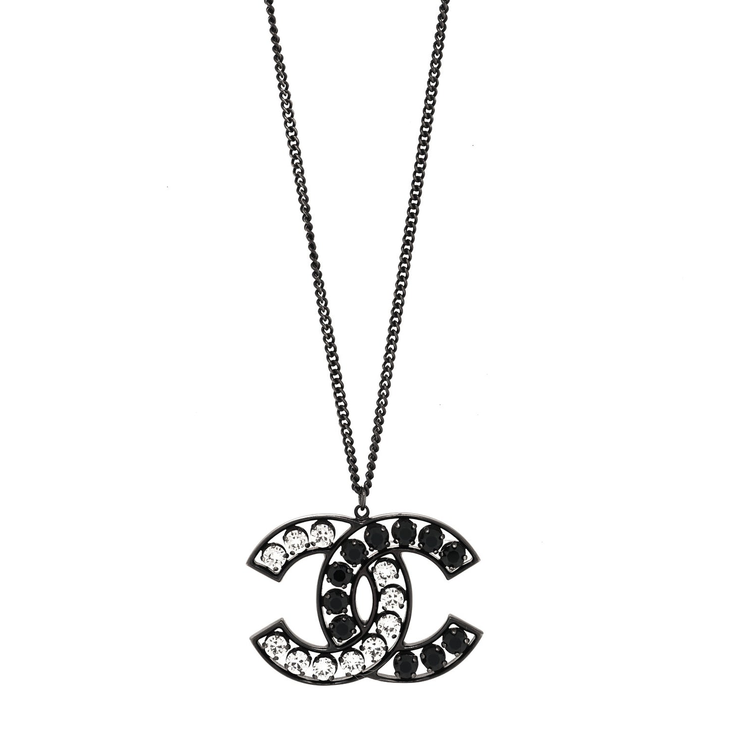Ruthenium Crystal CC Necklace Black