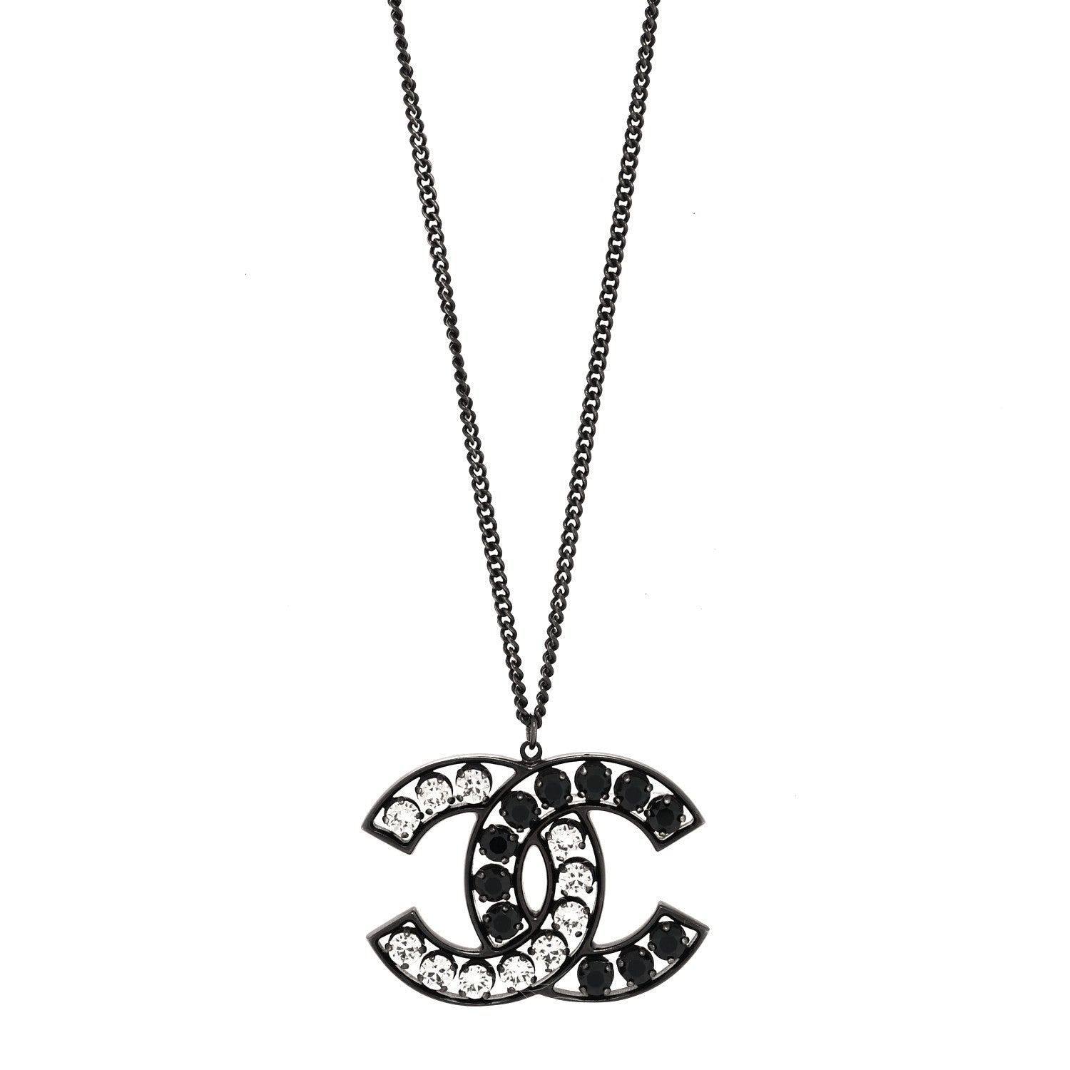 Chanel Ruthenium Crystal CC Necklace Black 1 of 5