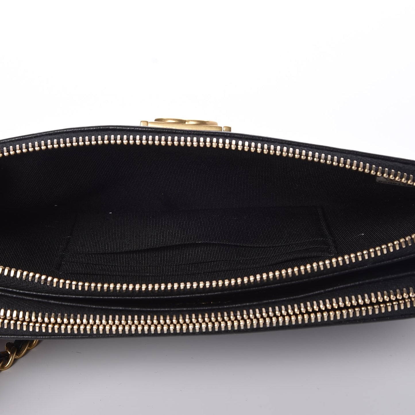 Lambskin Quilted Small Boy Clutch With Chain Black