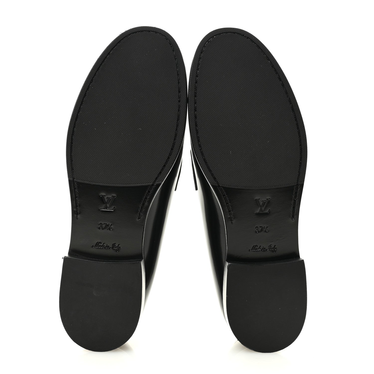 Louis Vuitton Glazed Calfskin Chess Flat Loafer 37.5 Black 6 of 10