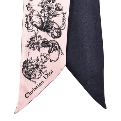 Christian Dior Silk Toile De Jouy Mitzah Scarf Pink Blue 2 of 4
