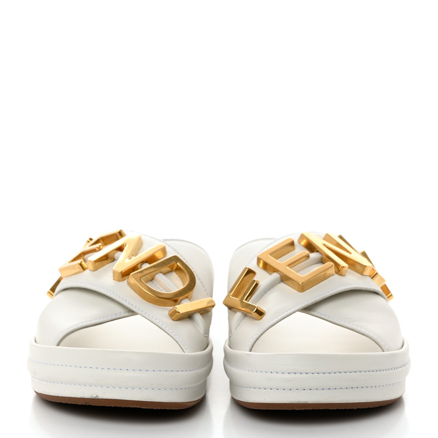 Fendi Vitello Womens Fendigraphy Slide Sandals 36.5 White Ice