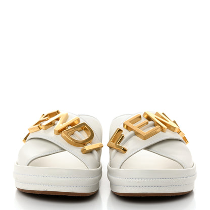 Fendi Vitello Womens Fendigraphy Slide Sandals 36.5 White Ice 2 of 9