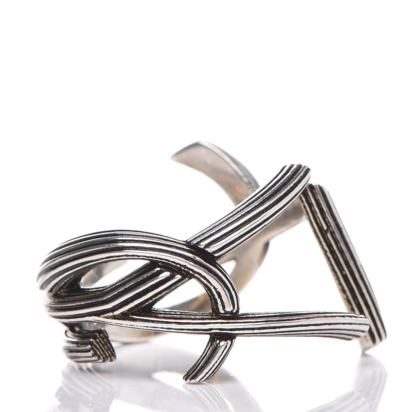 Straited Brass Monogram Ring 6 Oxidized Silver