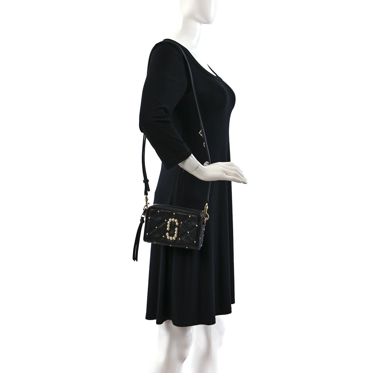 Marc Jacobs Calfskin Quilted Pearl The Softshot 17 Crossbody Black 3 of 8