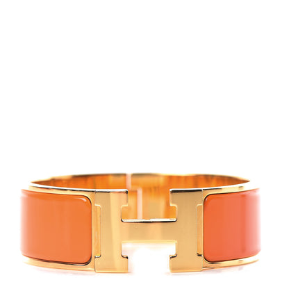 Hermes Enamel Wide Clic Clac H Bracelet GM Orange 1 of 6