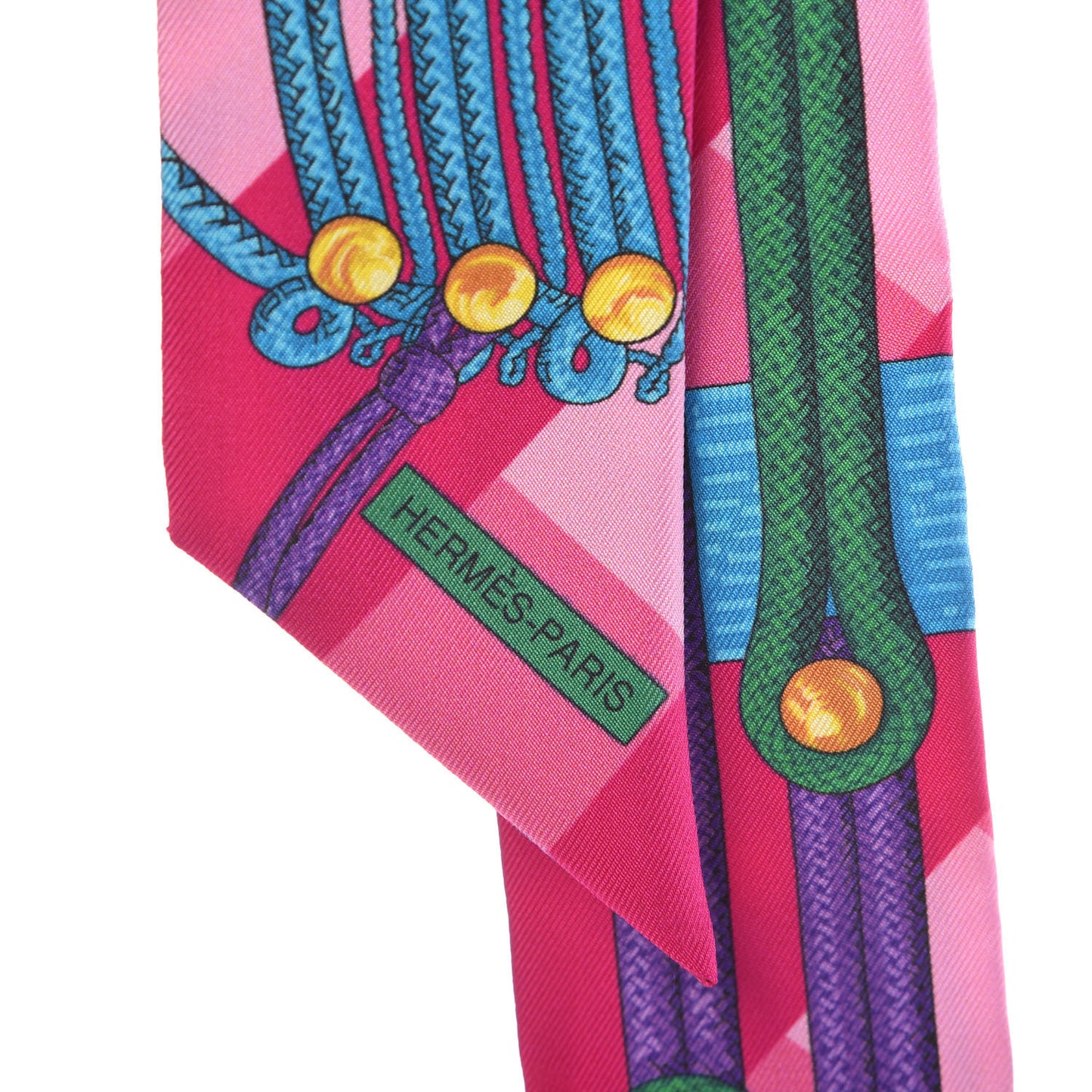 Silk Brandebourgs Twilly Fuchsia Turquoise Emeraude