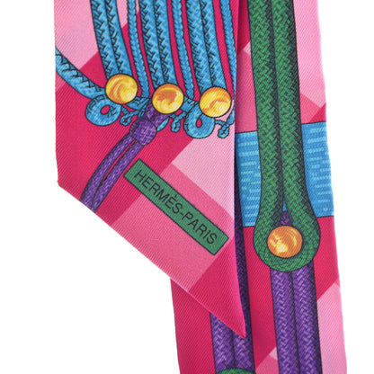 Hermes Silk Brandebourgs Twilly Fuchsia Turquoise Emeraude 5 of 5