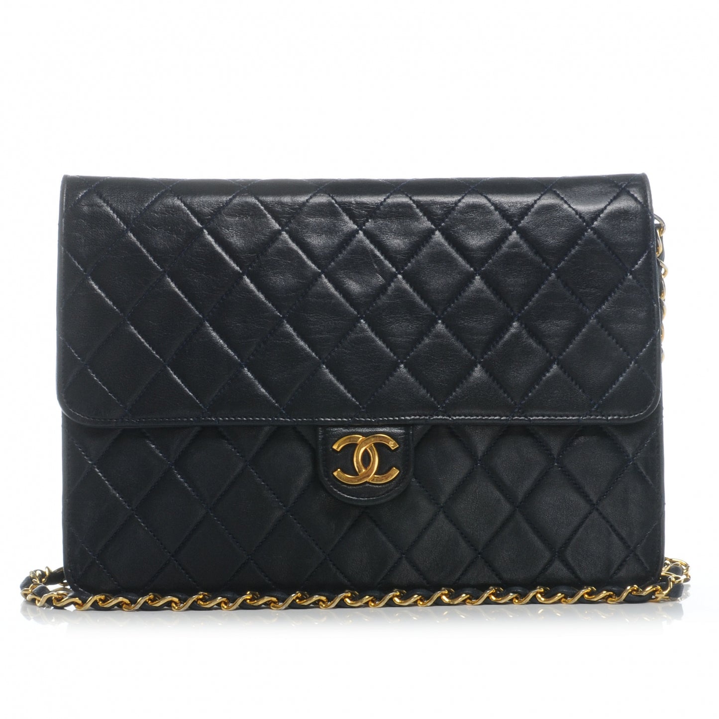 Lambskin Single Flap Navy