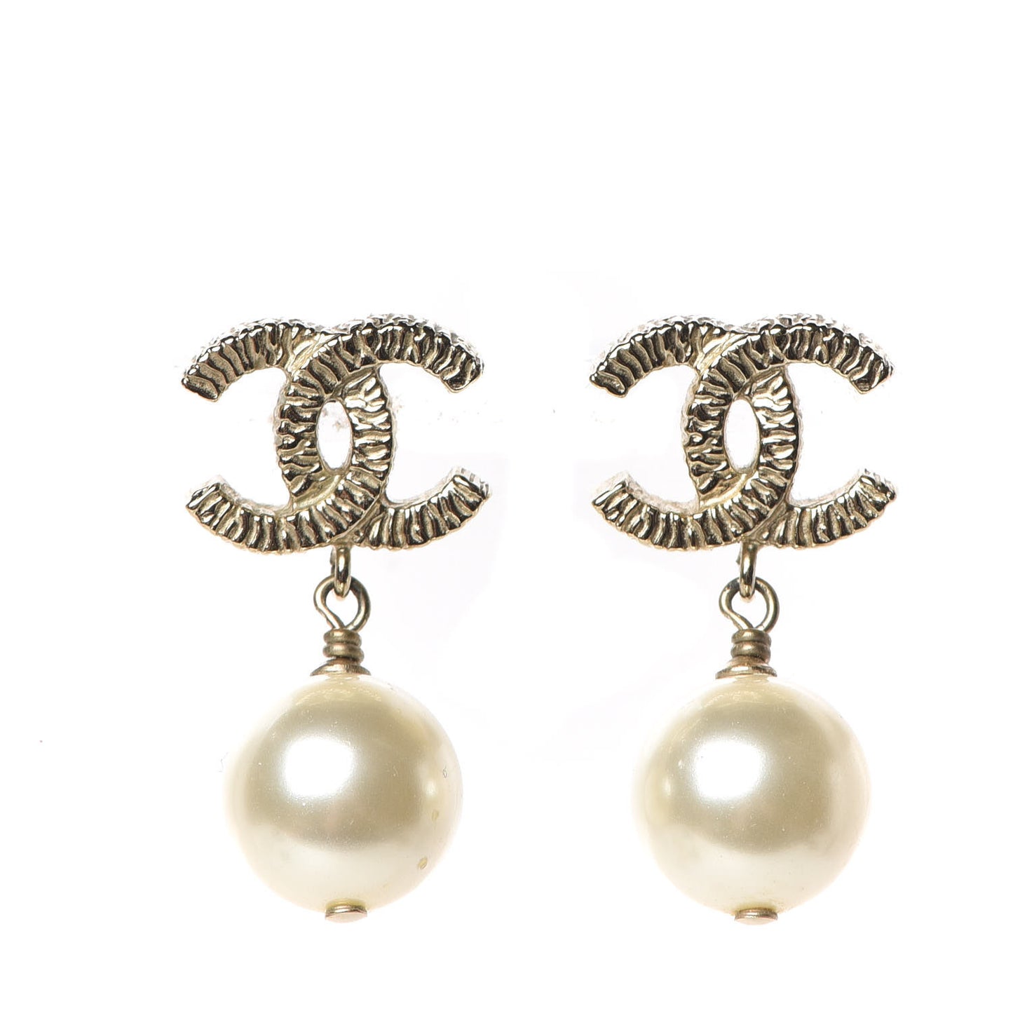 Pearl CC Drop Earrings Gold