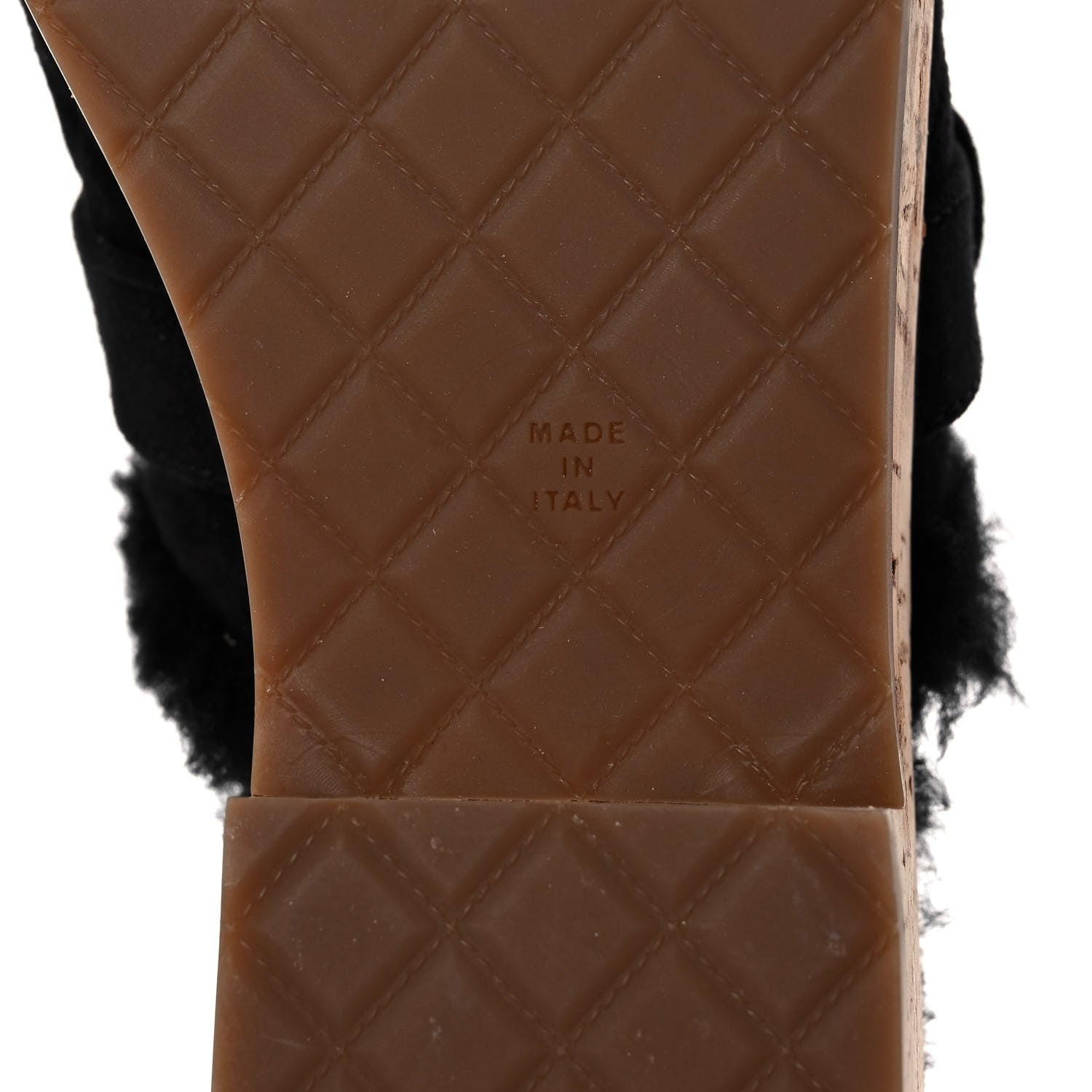 Chanel Suede Calfskin Shearling Turn Lock Clogs 38 Black 6 of 8