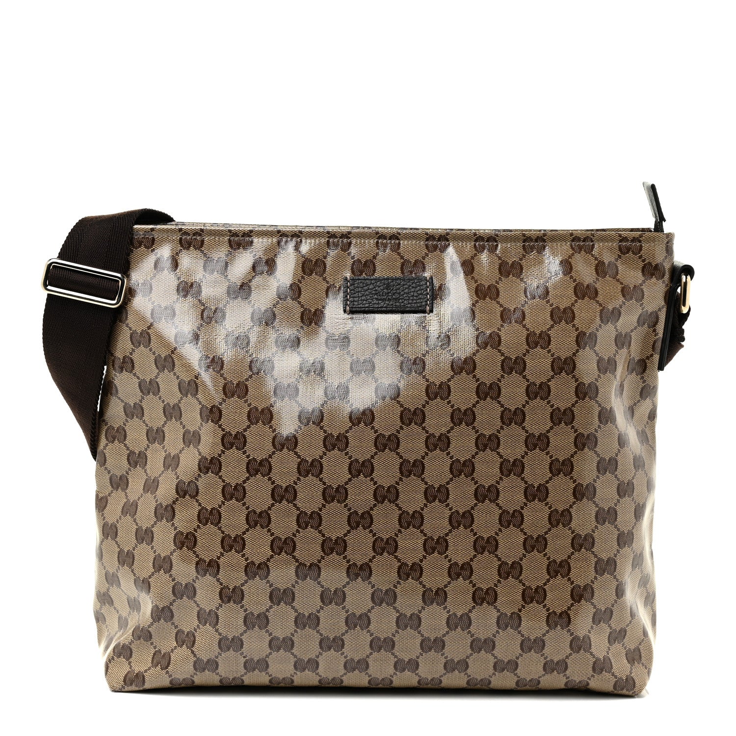 Gucci Crystal Monogram Large Flat Messenger Bag Dark Brown 1 of 14
