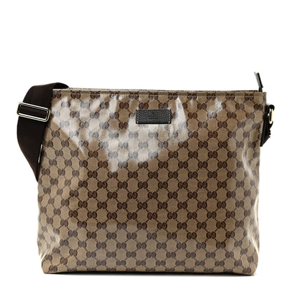 Gucci Crystal Monogram Large Flat Messenger Bag Dark Brown 1 of 14
