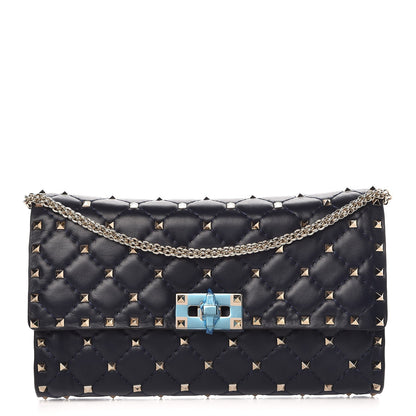 Valentino Garavani Nappa Rockstud Spike Wallet on Chain Marine 1 of 7