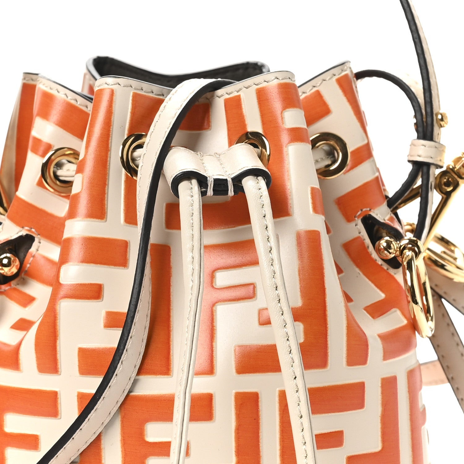 Fendi Vitello Liberty F is Fendi Bi-Color FF 1974 Embossed Mini Mon Tresor Bucket Bag Camelia Aranciata 8 of 10
