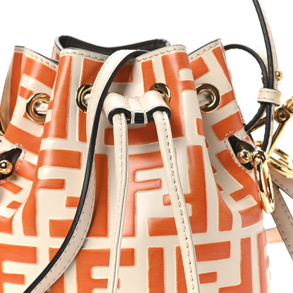 Fendi Vitello Liberty F is Fendi Bi-Color FF 1974 Embossed Mini Mon Tresor Bucket Bag Camelia Aranciata 8 of 10