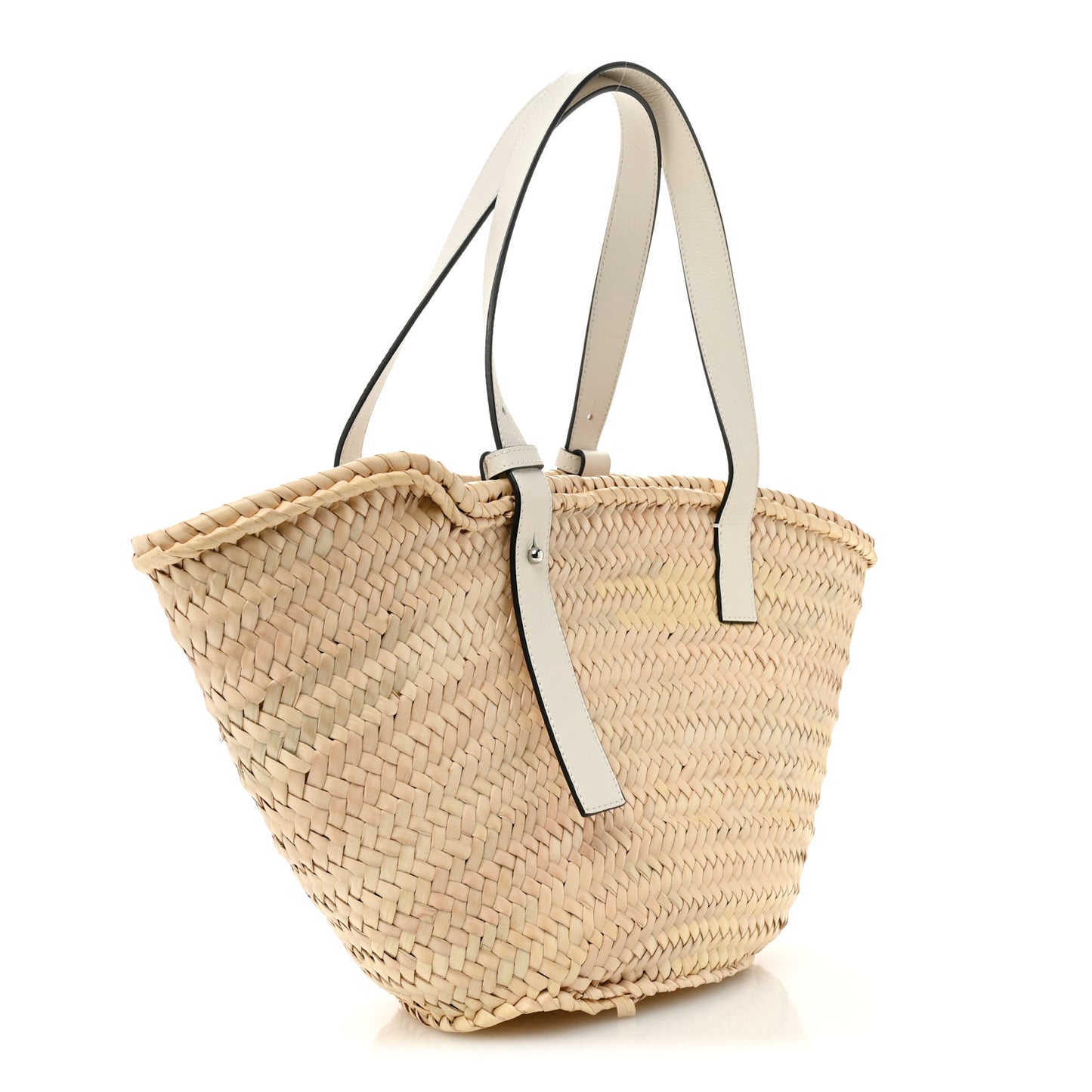 Raffia Medium Basket Tote Bag Natural White