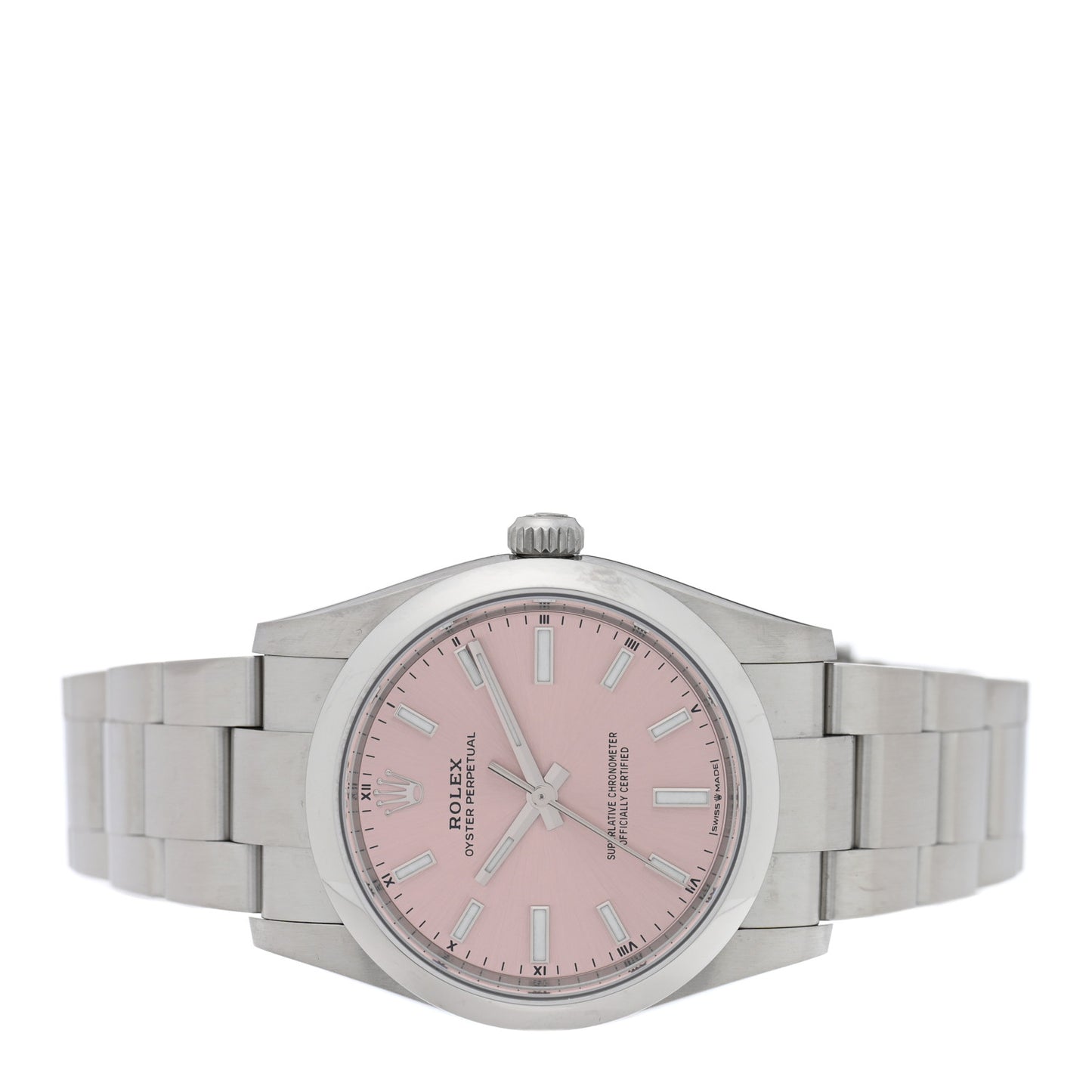 Stainless Steel 34mm Oyster Perpetual Watch Pink 124200