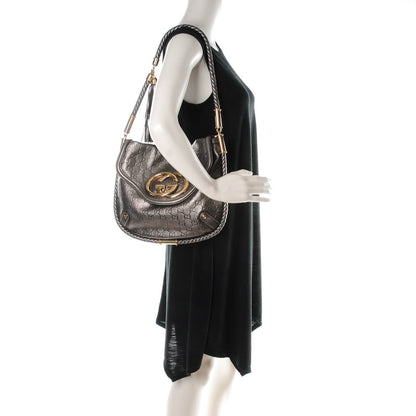 Gucci Guccissima Britt Tassel Shoulder Bag Gunmetal 2 of 7