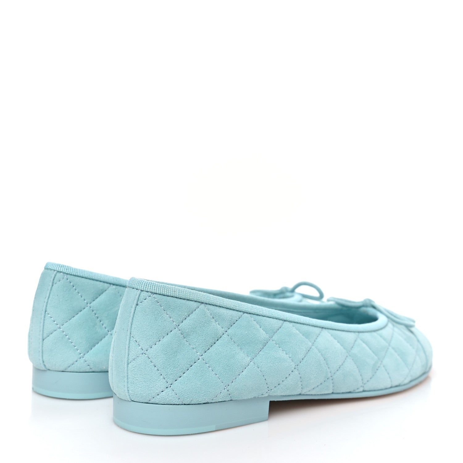 Chanel Suede Calfskin Quilted Cap Toe CC Ballerina Flats 38 Light