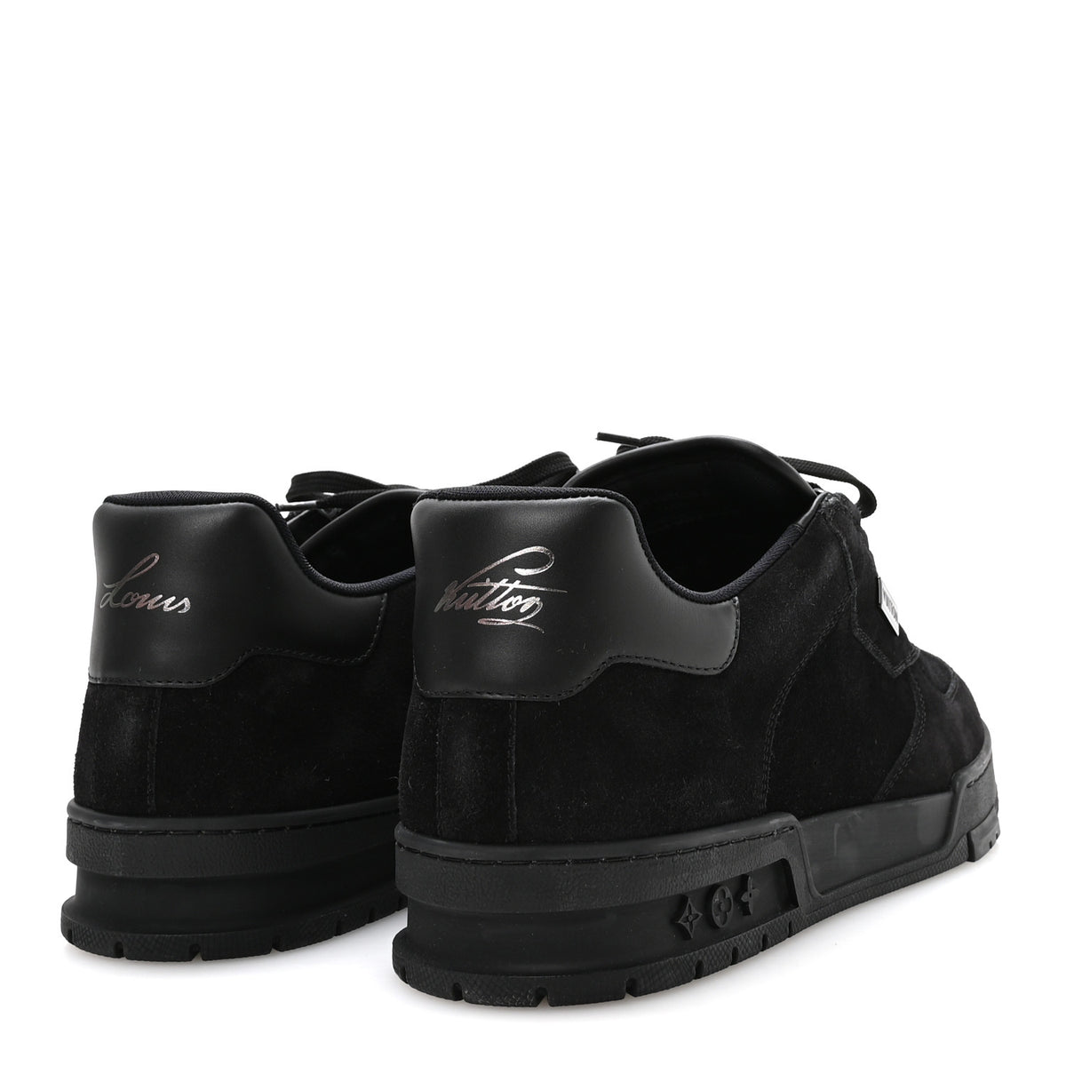 Louis Vuitton Calfskin Suede Mens LV Trainer Sneakers 10 Black 5 of 8